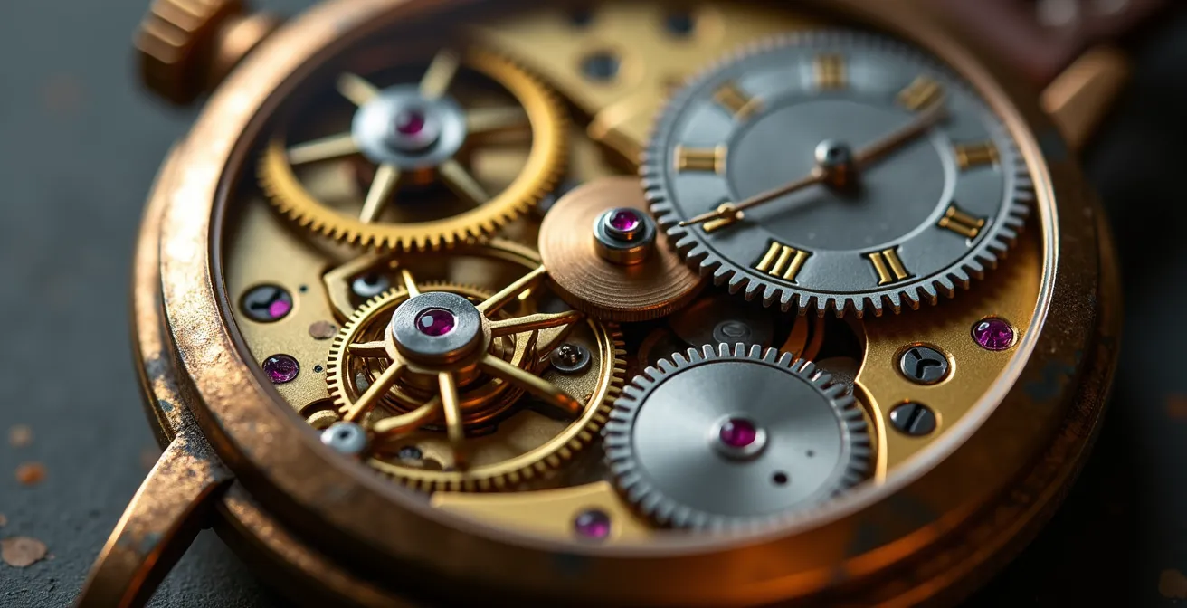Zeitlose Luxusuhren-Ikonen als Investment für deutsche Sammler, gezeigt in einer Makroaufnahme des filigranen Uhrwerks.
