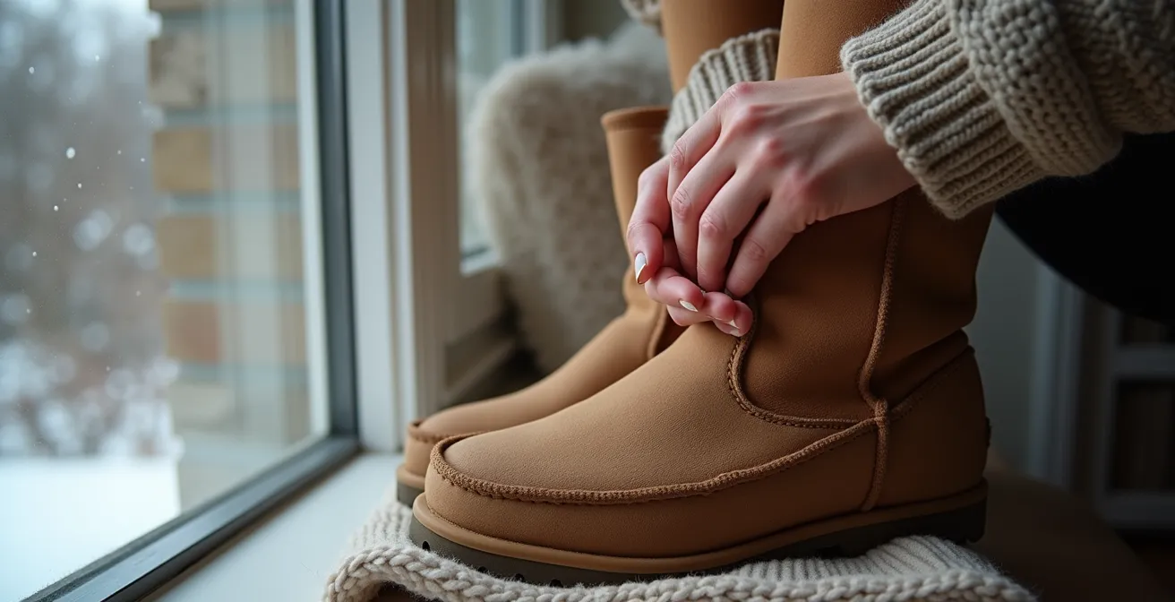 Winterschuhe mit Schutzmitteln gegen deutsches Winterwetter