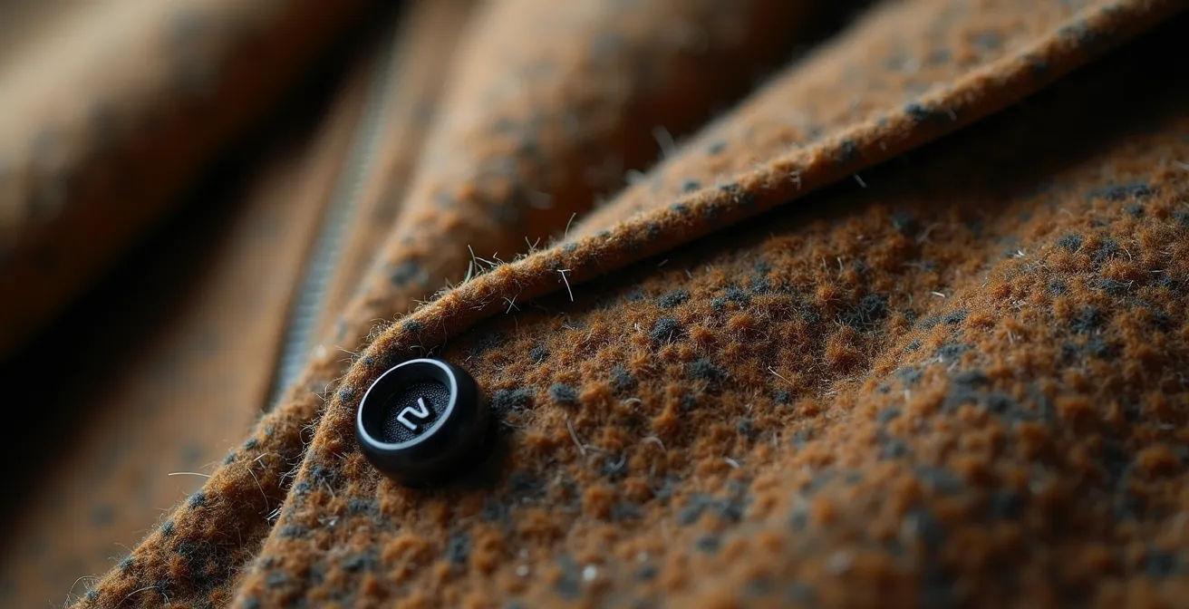 Makroaufnahme von Vintage-Stoffstrukturen und authentischen Details