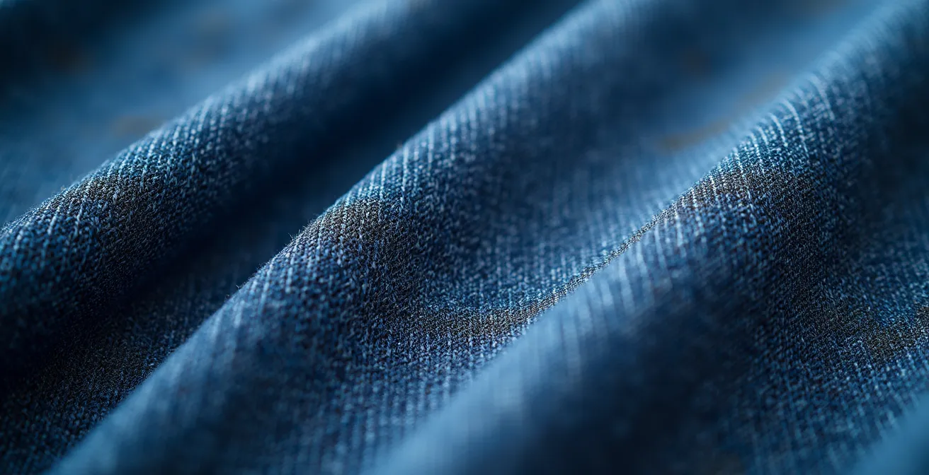 Makroaufnahme von dichter Denim-Webstruktur aus den 90ern
