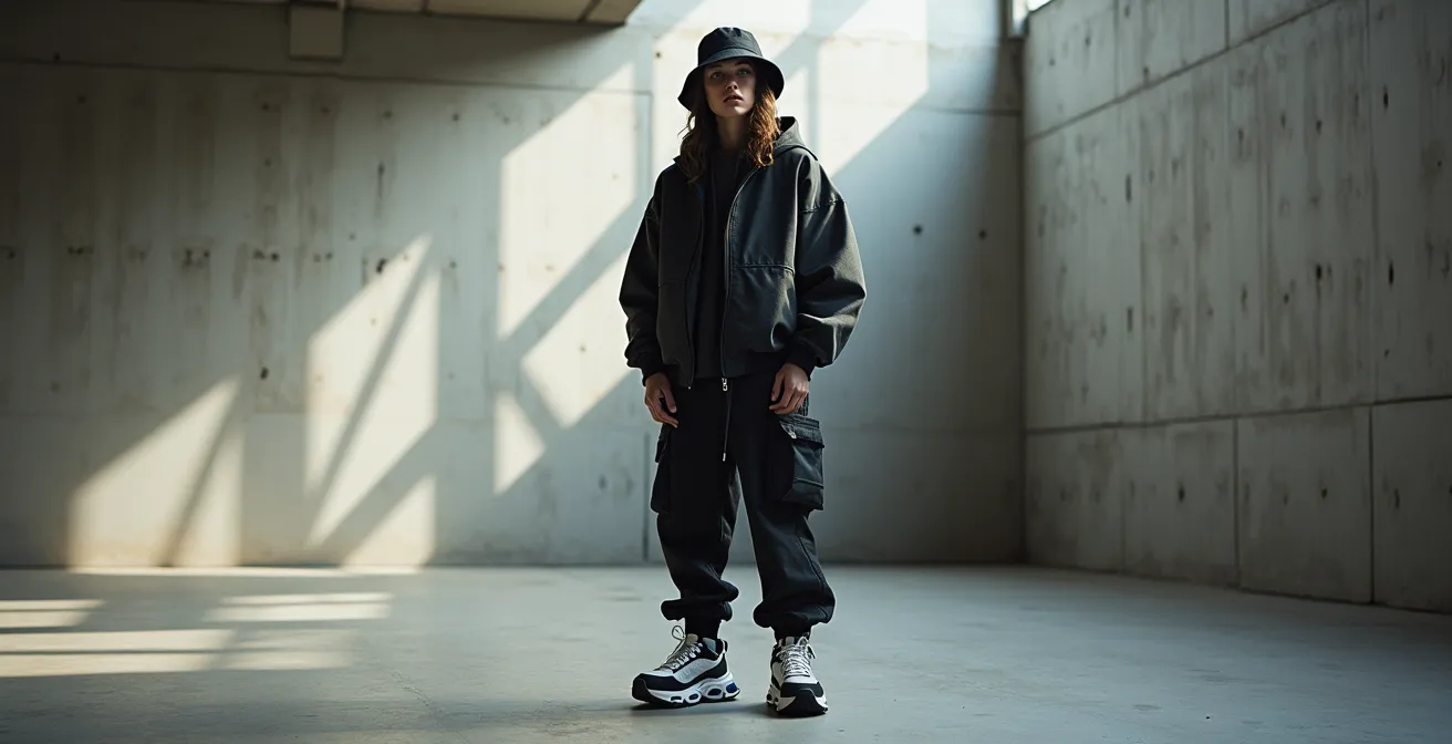 Minimalistische Darstellung der Berliner Techno-Ästhetik mit modernem Twist