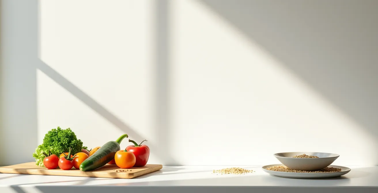 Künstlerische Darstellung der Verbindung zwischen Ernährung und Hautgesundheit