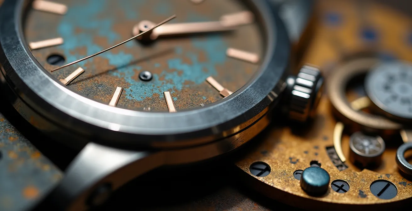 Makroaufnahme von Uhrendetails zur Fälschungserkennung