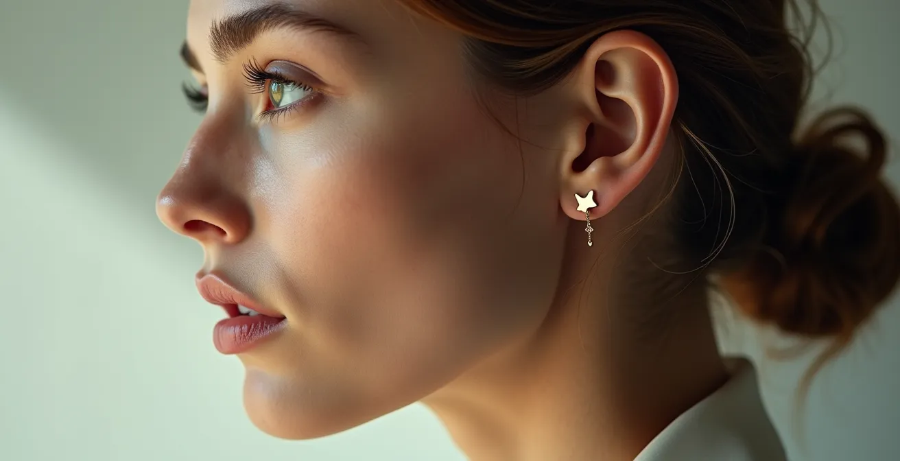 Asymmetrisches Styling mit Initialen-Ohrringen im Mismatched-Trend