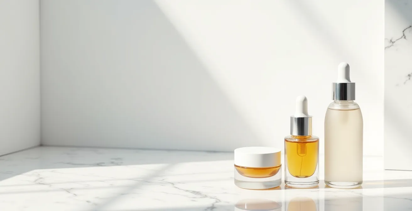 Schichtweise Anwendung der Sandwich-Methode mit Retinol zwischen Pflegeprodukten