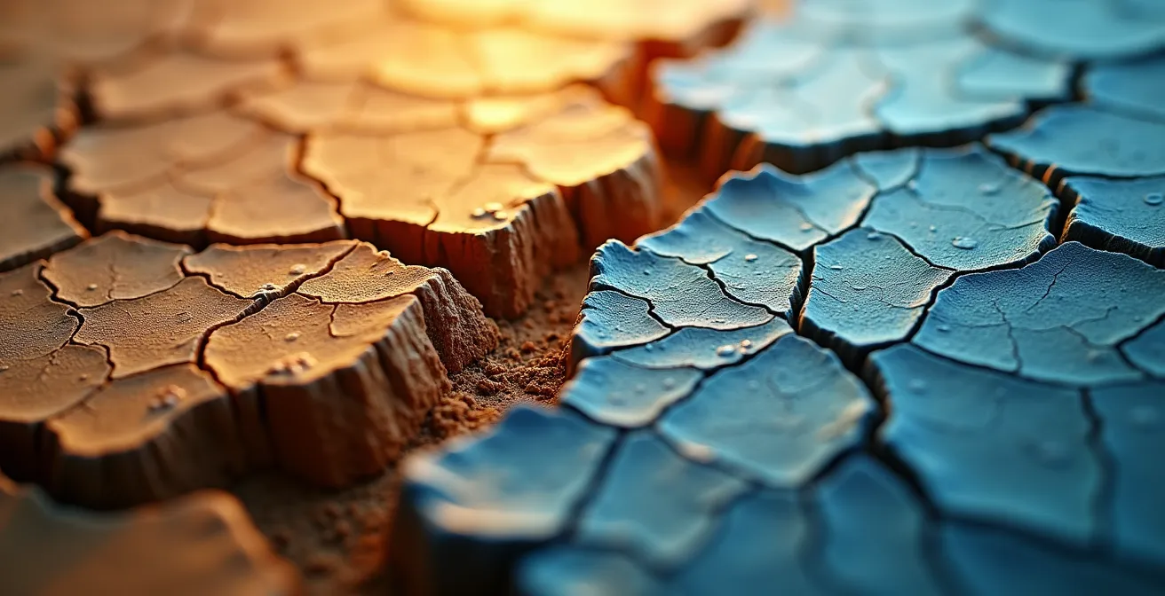 Symbolische Darstellung des Stress-Haut-Teufelskreises mit abstrakten Elementen