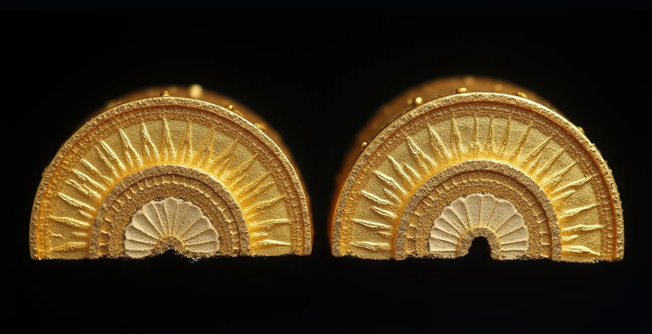 Mikroskopischer Querschnitt zeigt Unterschied zwischen Flash-Gold und 3-Mikron-Vergoldung