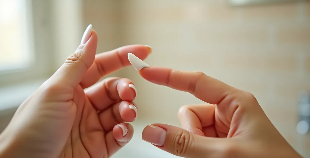 Demonstration der Zwei-Finger-Regel für die richtige Sonnencreme-Menge